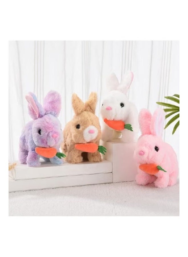 لعبة أرنب إلكترونية تفاعلية محشوة مع أصوات، أرنب يقفز بأنفه ويحمل جزرة، هدية مثالية للأطفال الصغار في أعياد ميلادهم. - Image 1